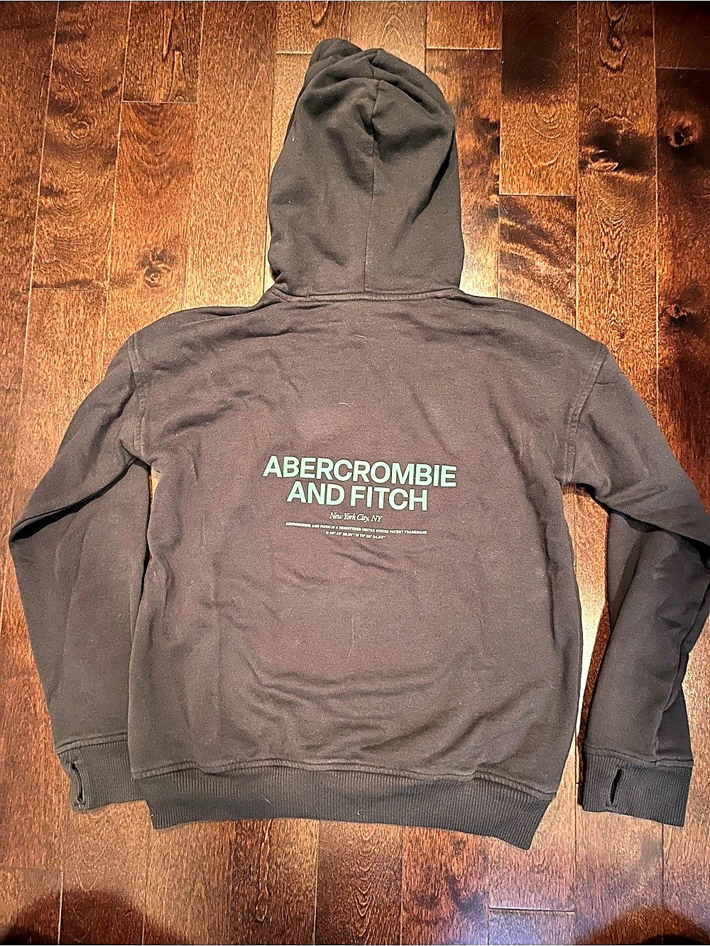 Abercrombie Kids NYC Graphic Popover Hoodie Black Boys 11/12